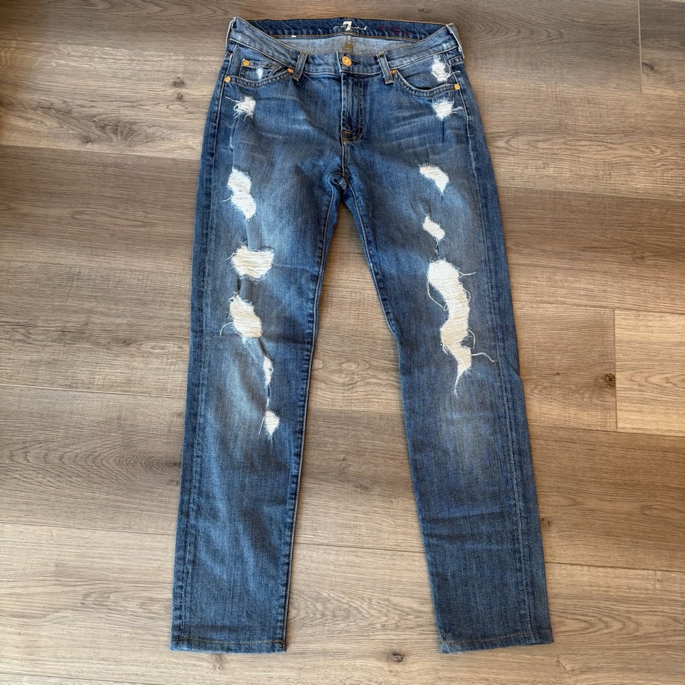 7 For All Mankind Women’s Blue Distressed Jeans size 27